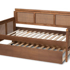 Baxton Studio Toveli Vintage French Inspired Ash Wanut Finished Wood and Synthetic Rattan Daybed with Trundle