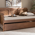 Baxton Studio Toveli Vintage French Inspired Ash Wanut Finished Wood and Synthetic Rattan Daybed with Trundle