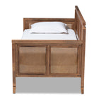 Baxton Studio Toveli Vintage French Inspired Ash Wanut Finished Wood and Synthetic Rattan Daybed