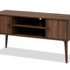 Baxton Studio Alard Mid-Century Modern Walnut Brown Finished 2-Door Wood TV Stand