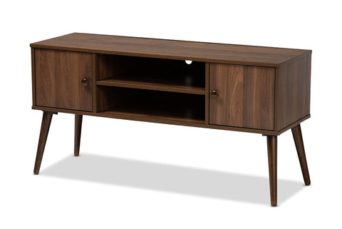 Baxton Studio Alard Mid-Century Modern Walnut Brown Finished 2-Door Wood TV Stand