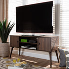 Baxton Studio Alard Mid-Century Modern Walnut Brown Finished 2-Door Wood TV Stand