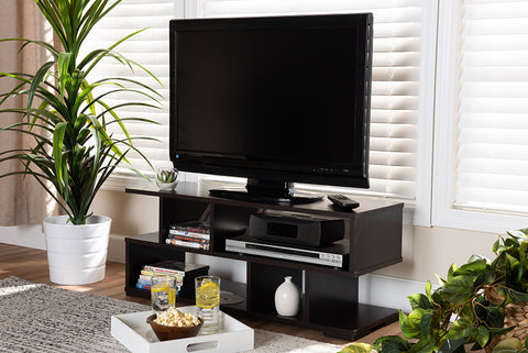 Baxton Studio Arne Modern and Contemporary Dark Brown Finished Wood TV Stand