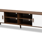 Baxton Studio Quinn Mid-Century Modern Two-Tone White and Walnut Finished 2-Door Wood TV Stand