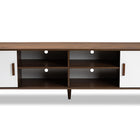Baxton Studio Quinn Mid-Century Modern Two-Tone White and Walnut Finished 2-Door Wood TV Stand