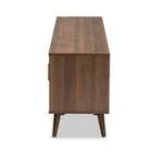 Baxton Studio Quinn Mid-Century Modern Two-Tone White and Walnut Finished 2-Door Wood TV Stand