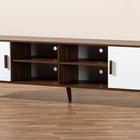 Baxton Studio Quinn Mid-Century Modern Two-Tone White and Walnut Finished 2-Door Wood TV Stand