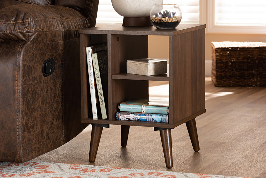 Baxton Studio Sami Mid-Century Modern Walnut Finished Wood End Table
