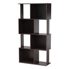 Baxton Studio Riva Modern and Contemporary Dark Brown Finished Geometric Wood Bookshelf