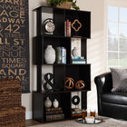 Baxton Studio Riva Modern and Contemporary Dark Brown Finished Geometric Wood Bookshelf