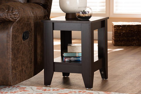 Baxton Studio Audra Modern and Contemporary Dark Brown Finished Wood End Table