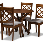 Baxton Studio Jana Modern and Contemporary Grey Fabric Upholstered and Walnut Brown Finished Wood 5-Piece Dining Set
