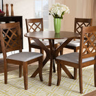 Baxton Studio Jana Modern and Contemporary Grey Fabric Upholstered and Walnut Brown Finished Wood 5-Piece Dining Set