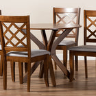 Baxton Studio Jana Modern and Contemporary Grey Fabric Upholstered and Walnut Brown Finished Wood 5-Piece Dining Set