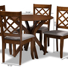 Baxton Studio Jana Modern and Contemporary Grey Fabric Upholstered and Walnut Brown Finished Wood 5-Piece Dining Set