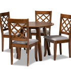 Baxton Studio Adara Modern and Contemporary Grey Fabric Upholstered and Walnut Brown Finished Wood 5-Piece Dining Set