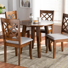 Baxton Studio Adara Modern and Contemporary Grey Fabric Upholstered and Walnut Brown Finished Wood 5-Piece Dining Set