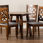 Baxton Studio Adara Modern and Contemporary Grey Fabric Upholstered and Walnut Brown Finished Wood 5-Piece Dining Set