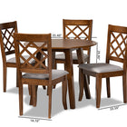 Baxton Studio Adara Modern and Contemporary Grey Fabric Upholstered and Walnut Brown Finished Wood 5-Piece Dining Set