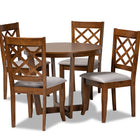 Baxton Studio Dayna Modern and Contemporary Grey Fabric Upholstered and Walnut Brown Finished Wood 5-Piece Dining Set