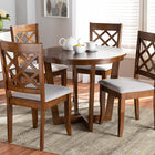 Baxton Studio Dayna Modern and Contemporary Grey Fabric Upholstered and Walnut Brown Finished Wood 5-Piece Dining Set