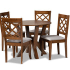 Baxton Studio Zoe Modern and Contemporary Grey Fabric Upholstered and Walnut Brown Finished Wood 5-Piece Dining Set