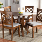 Baxton Studio Zoe Modern and Contemporary Grey Fabric Upholstered and Walnut Brown Finished Wood 5-Piece Dining Set