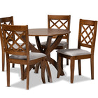 Baxton Studio Beth Modern and Contemporary Grey Fabric Upholstered and Walnut Brown Finished Wood 5-Piece Dining Set