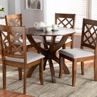 Baxton Studio Beth Modern and Contemporary Grey Fabric Upholstered and Walnut Brown Finished Wood 5-Piece Dining Set