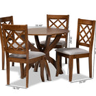 Baxton Studio Beth Modern and Contemporary Grey Fabric Upholstered and Walnut Brown Finished Wood 5-Piece Dining Set