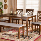 Baxton Studio Andor Modern and Contemporary Grey Fabric Upholstered and Walnut Brown Finished Wood 6-Piece Dining Set