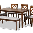 Baxton Studio Andor Modern and Contemporary Grey Fabric Upholstered and Walnut Brown Finished Wood 6-Piece Dining Set