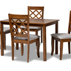 Baxton Studio Sari Modern and Contemporary Grey Fabric Upholstered and Walnut Brown Finished Wood 5-Piece Dining Set