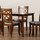Baxton Studio Sari Modern and Contemporary Grey Fabric Upholstered and Walnut Brown Finished Wood 5-Piece Dining Set