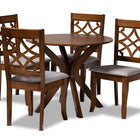 Baxton Studio Elena Modern and Contemporary Grey Fabric Upholstered and Walnut Brown Finished Wood 5-Piece Dining Set