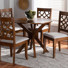 Baxton Studio Elena Modern and Contemporary Grey Fabric Upholstered and Walnut Brown Finished Wood 5-Piece Dining Set