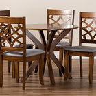 Baxton Studio Elena Modern and Contemporary Grey Fabric Upholstered and Walnut Brown Finished Wood 5-Piece Dining Set