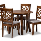 Baxton Studio Mya Modern and Contemporary Grey Fabric Upholstered and Walnut Brown Finished Wood 5-Piece Dining Set