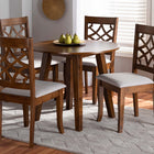 Baxton Studio Mya Modern and Contemporary Grey Fabric Upholstered and Walnut Brown Finished Wood 5-Piece Dining Set