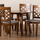 Baxton Studio Mya Modern and Contemporary Grey Fabric Upholstered and Walnut Brown Finished Wood 5-Piece Dining Set
