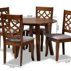 Baxton Studio Mya Modern and Contemporary Grey Fabric Upholstered and Walnut Brown Finished Wood 5-Piece Dining Set