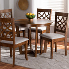 Baxton Studio Tricia Modern and Contemporary Grey Fabric Upholstered and Walnut Brown Finished Wood 5-Piece Dining Set