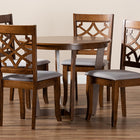 Baxton Studio Tricia Modern and Contemporary Grey Fabric Upholstered and Walnut Brown Finished Wood 5-Piece Dining Set