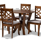 Baxton Studio Alisa Modern and Contemporary Grey Fabric Upholstered and Walnut Brown Finished Wood 5-Piece Dining Set