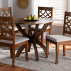 Baxton Studio Sandra Modern and Contemporary Grey Fabric Upholstered and Walnut Brown Finished Wood 5-Piece Dining Set