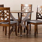 Baxton Studio Sandra Modern and Contemporary Grey Fabric Upholstered and Walnut Brown Finished Wood 5-Piece Dining Set