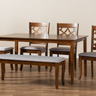 Baxton Studio Dori Modern and Contemporary Grey Fabric Upholstered and Walnut Brown Finished Wood 6-Piece Dining Set
