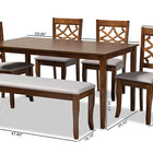 Baxton Studio Dori Modern and Contemporary Grey Fabric Upholstered and Walnut Brown Finished Wood 6-Piece Dining Set