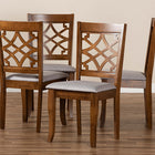 Baxton Studio Mael Modern and Contemporary Grey Fabric Upholstered Walnut Brown Finished Wood 4-Piece Dining Chair Set