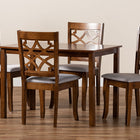 Baxton Studio Celina Modern and Contemporary Grey Fabric Upholstered and Walnut Brown Finished Wood 5-Piece Dining Set
